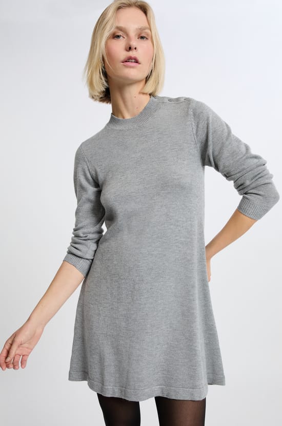 Long-sleeved dress with wool;${refinementColor}