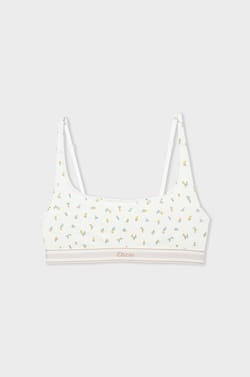 Cotton ribbed bralette with floral pattern;${refinementColor}
