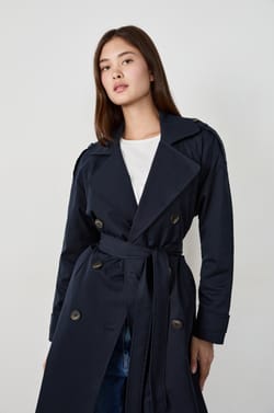 Long trench coat with belt;${refinementColor}