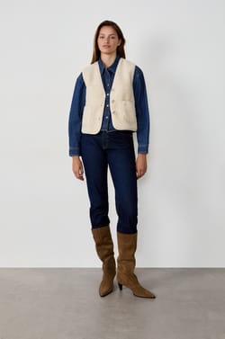 Sleeveless Faux Fur Jacket;${refinementColor}