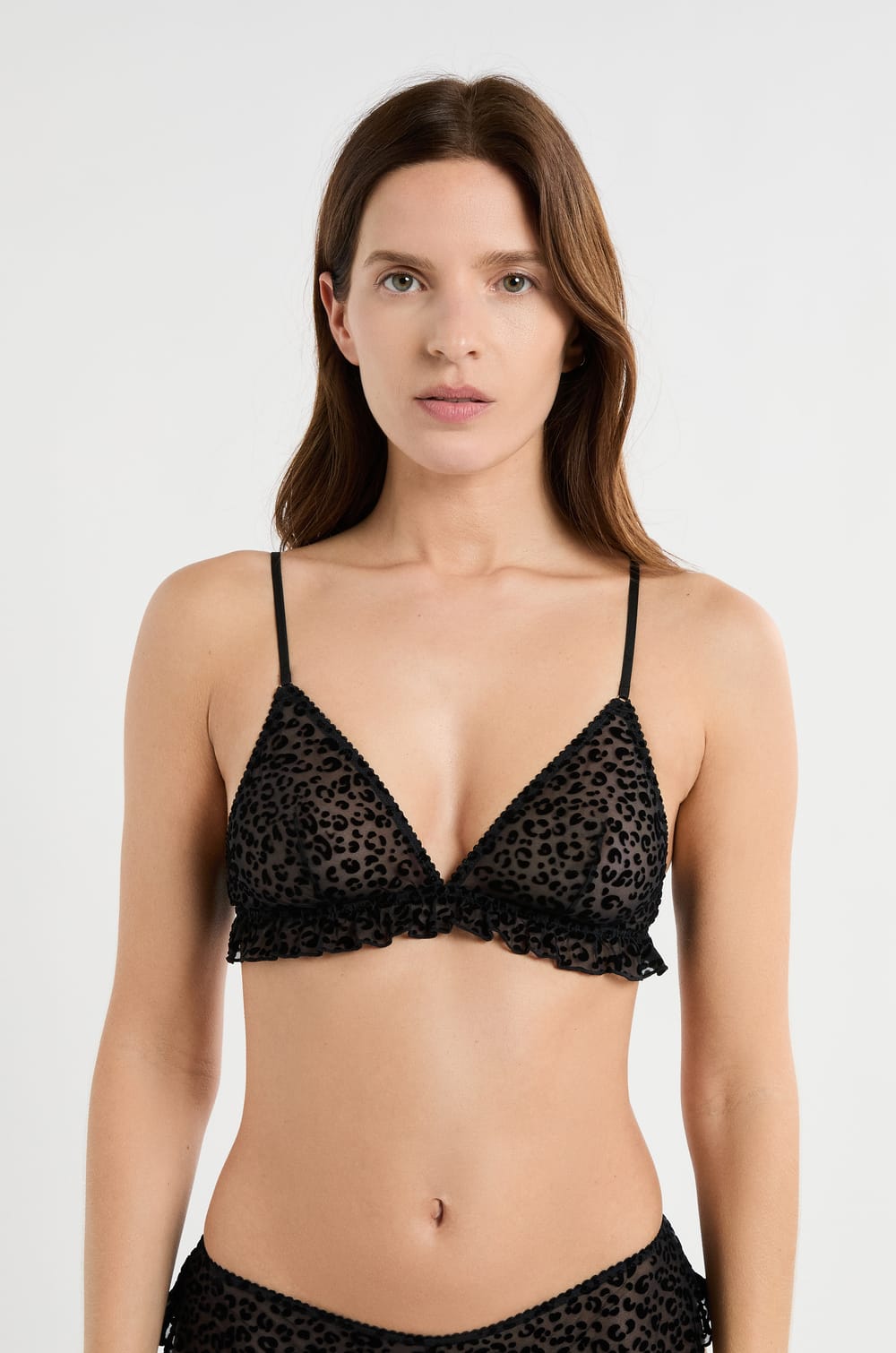 Triangle Bra in Leopard Print Tulle;${refinementColor}
