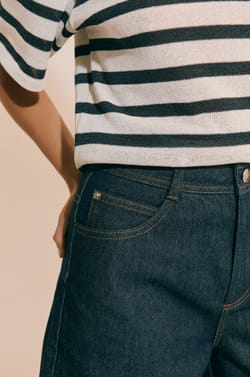 Bermuda effet jean en coton;${refinementColor}