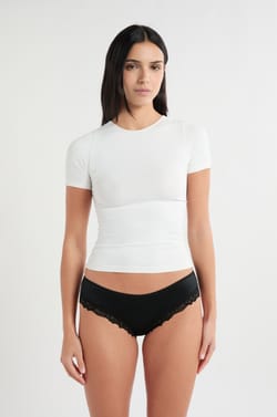 Shorty en microfibre d&eacute;tails dentelle;${refinementColor}