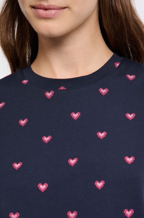 Ensemble de pyjama à motifs coeurs en coton;${refinementColor}