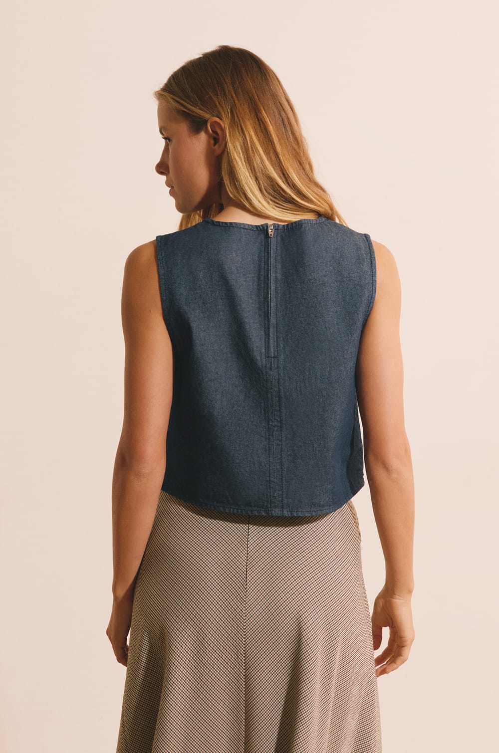 Top col V en coton;${refinementColor}