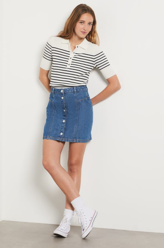 Short-sleeved Breton Sweater;${refinementColor}