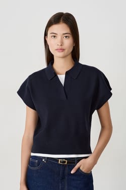 Suéter sin mangas cuello Polo;${refinementColor}