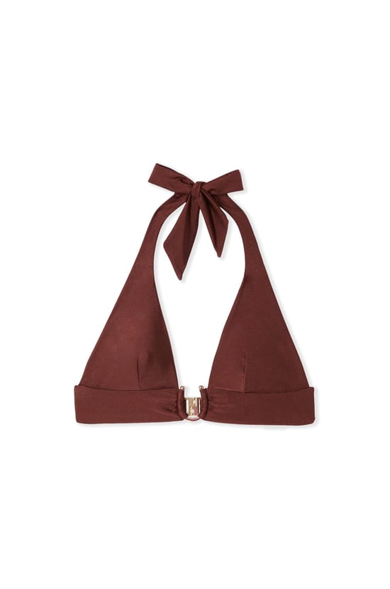 Iridescent Triangle Bikini Top with Ring Tie;${refinementColor}