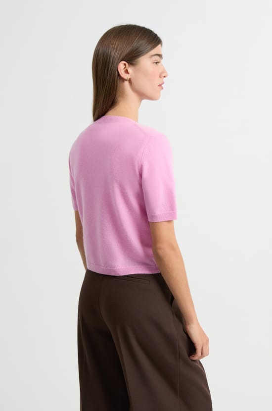 Pull manches courtes en cachemire;${refinementColor}