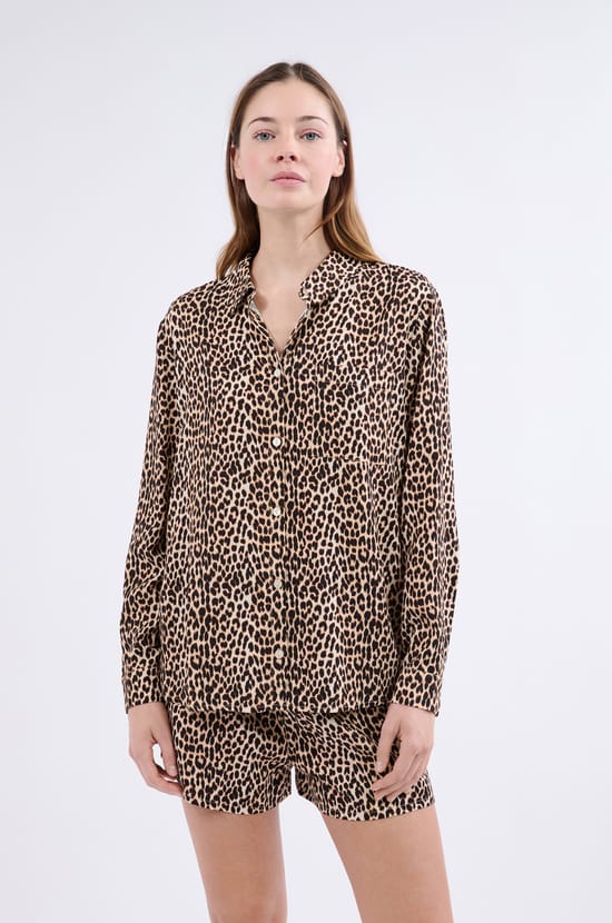 Chemise de pyjama à manches longues à motifs;${refinementColor}