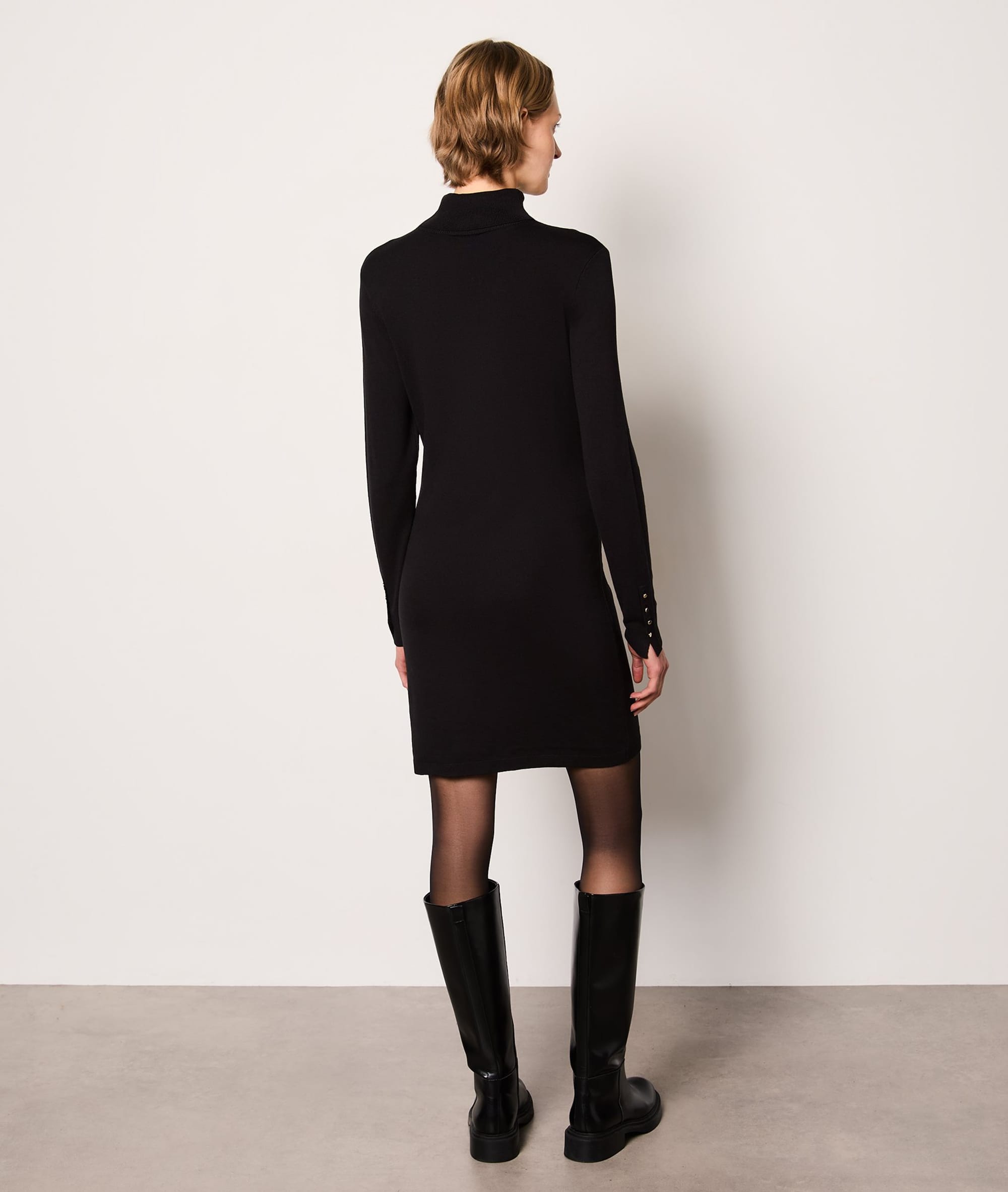 black turtleneck dress