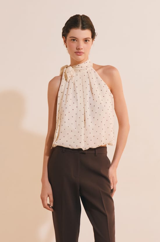 Top sans manches &agrave; pois;${refinementColor}