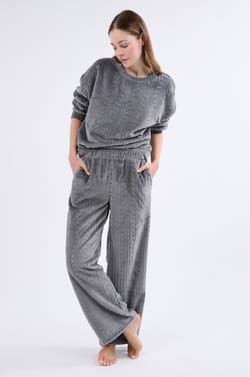 Pantalon de pyjama effet velours;${refinementColor}