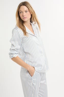 Camisa de pijama de rayas de sat&eacute;n;${refinementColor}