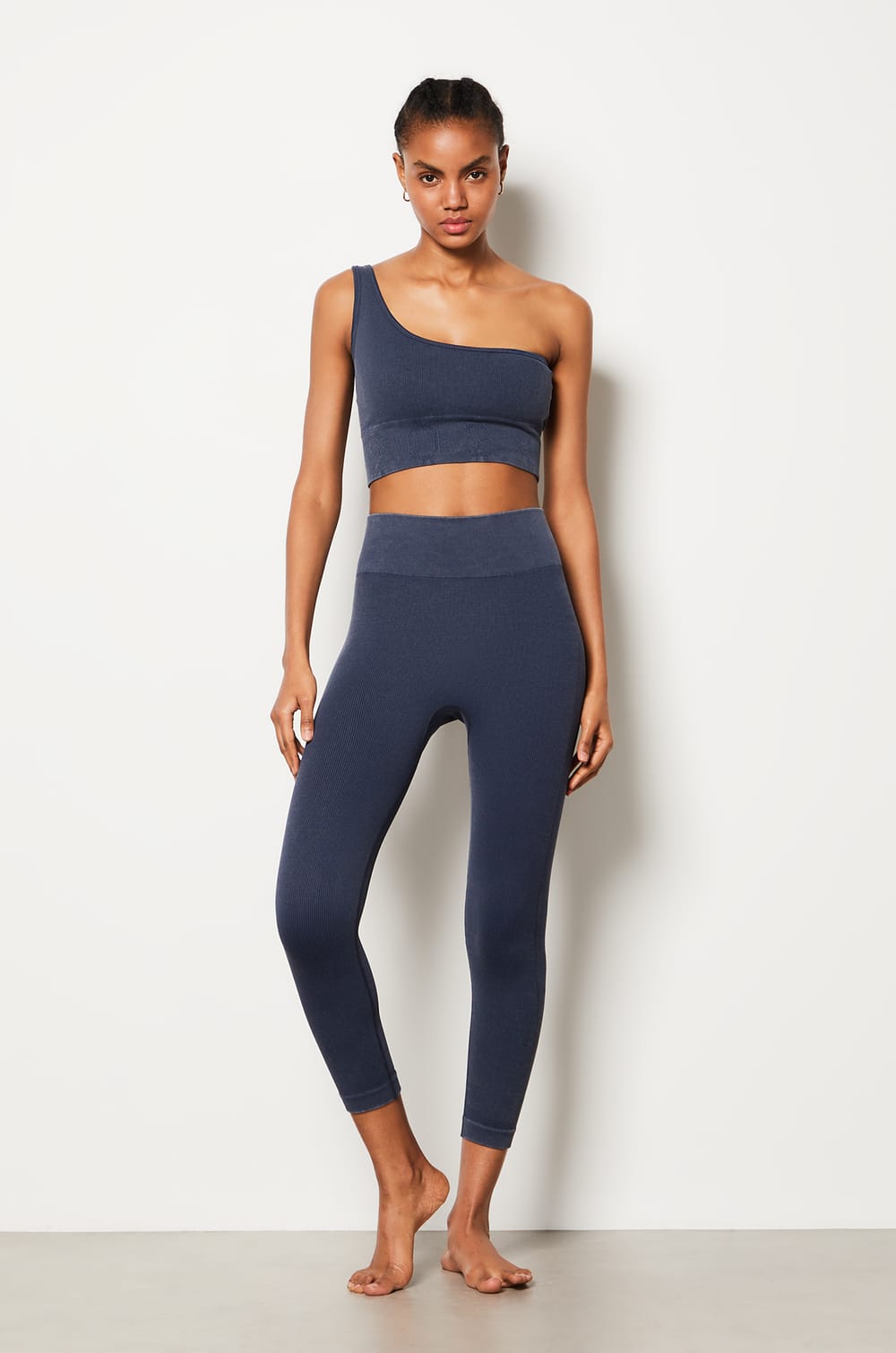 Ribbed Asymmetric Bralette - Light Support;${refinementColor}