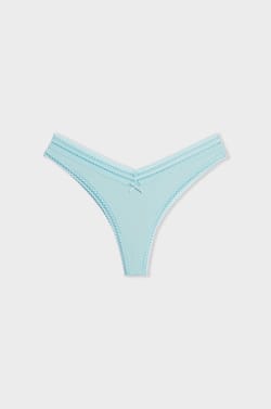 V-Shape Tanga aus Mikrofaser und Spitze;${refinementColor}