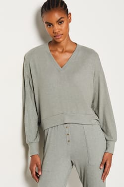 V-neck Pyjama Sweatshirt;${refinementColor}