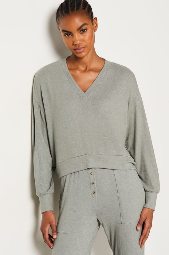 V-neck Pyjama Sweatshirt;${refinementColor}