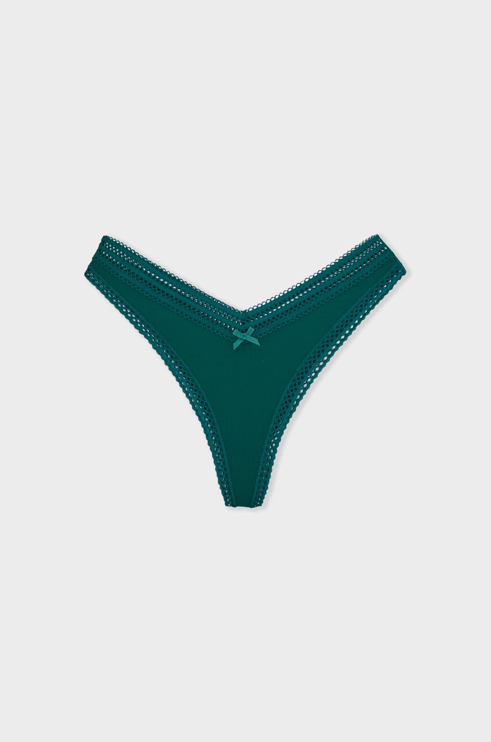 V-shape Tanga in Microfiber and Lace;${refinementColor}