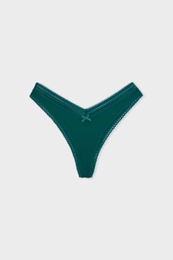 V-shape Tanga in Microfiber and Lace;${refinementColor}