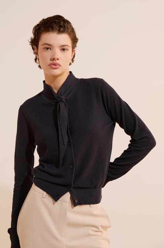 Cardigan avec lien &agrave; nouer en coton;${refinementColor}