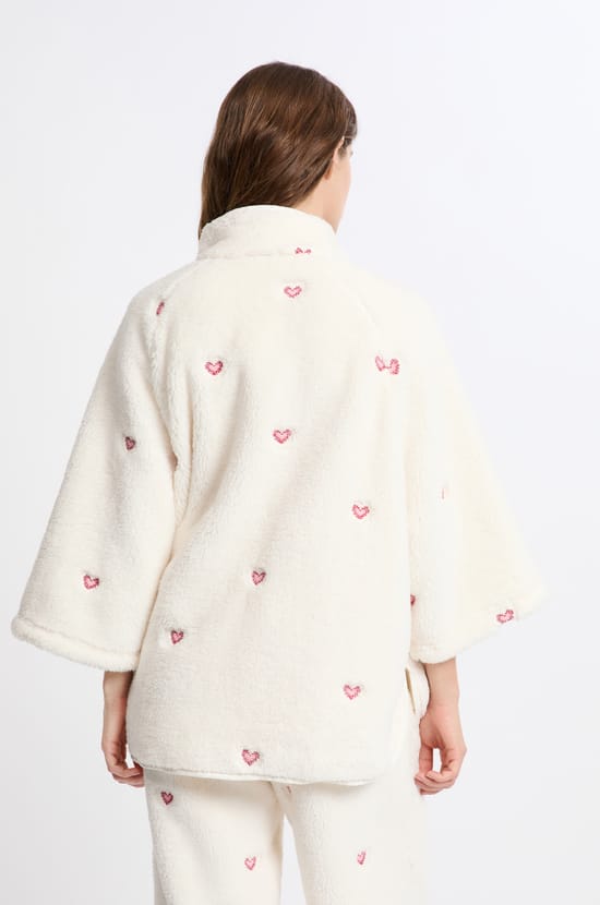 Veste à motifs coeurs effet polaire;${refinementColor}