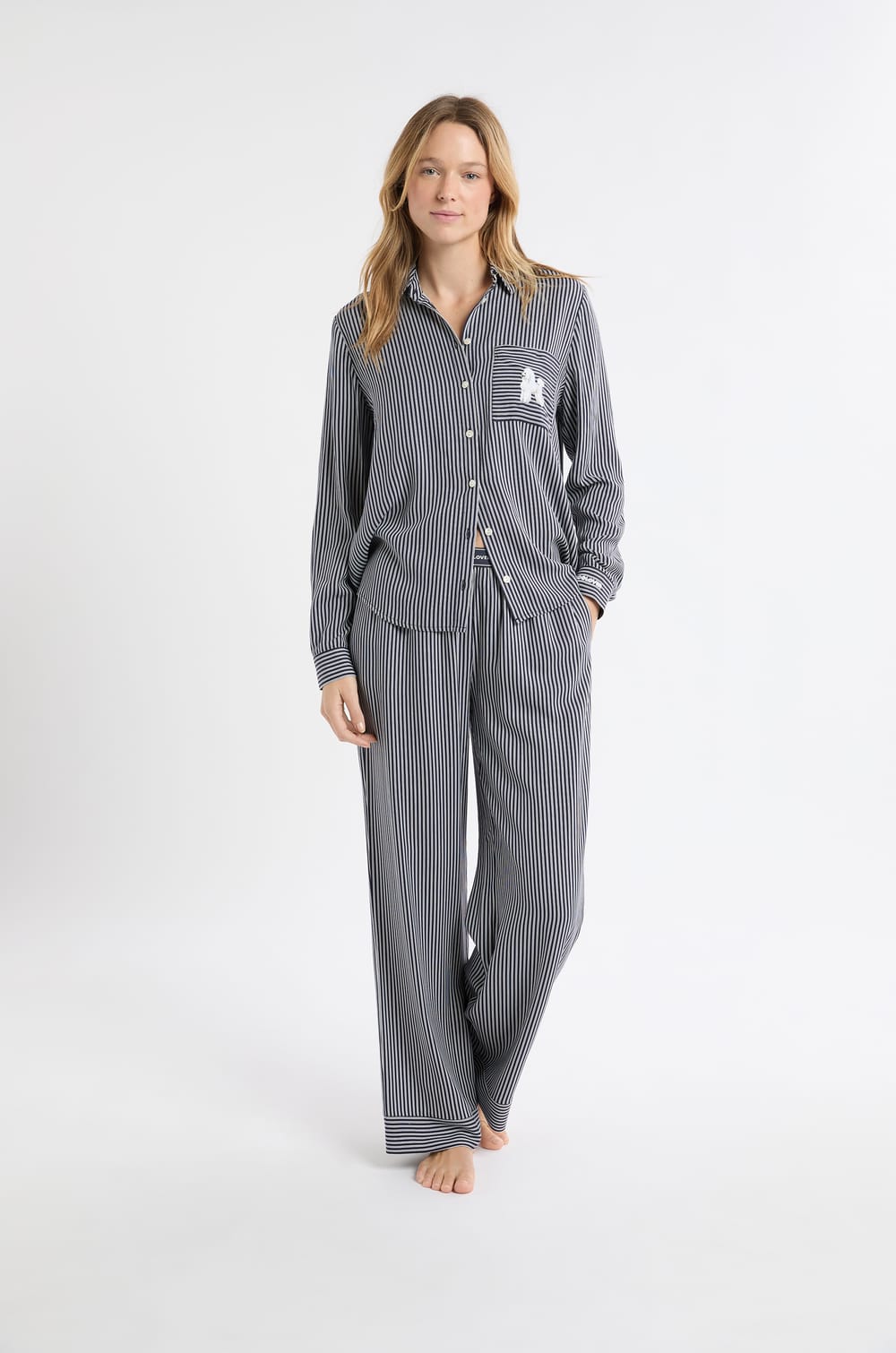 Striped Pyjama Trousers with Elasticated Waist;${refinementColor}