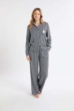 Striped Pyjama Trousers with Elasticated Waist;${refinementColor}
