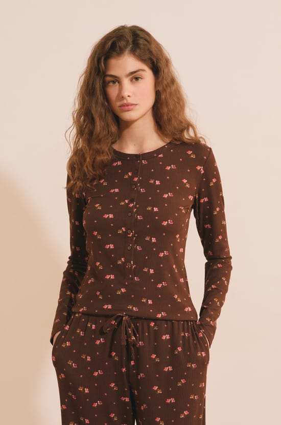 T-shirt manches longues &agrave; motifs;${refinementColor}