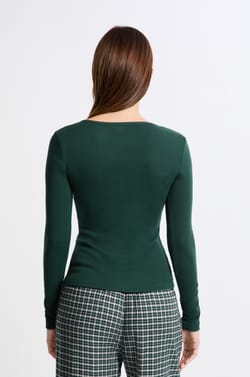 Round Neck Button-Down T-Shirt;${refinementColor}