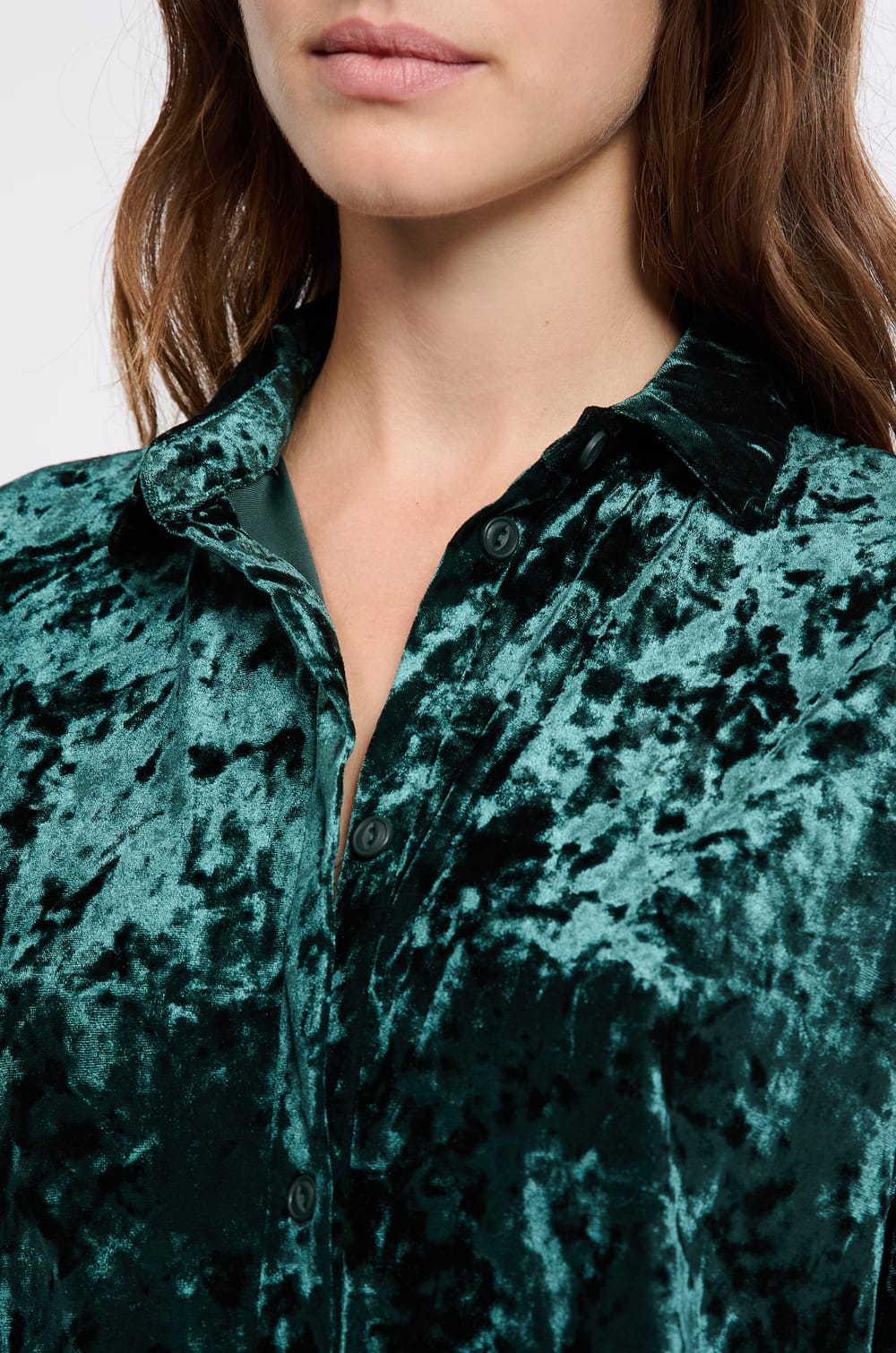 Velvet Effect Pyjama Shirt;${refinementColor}