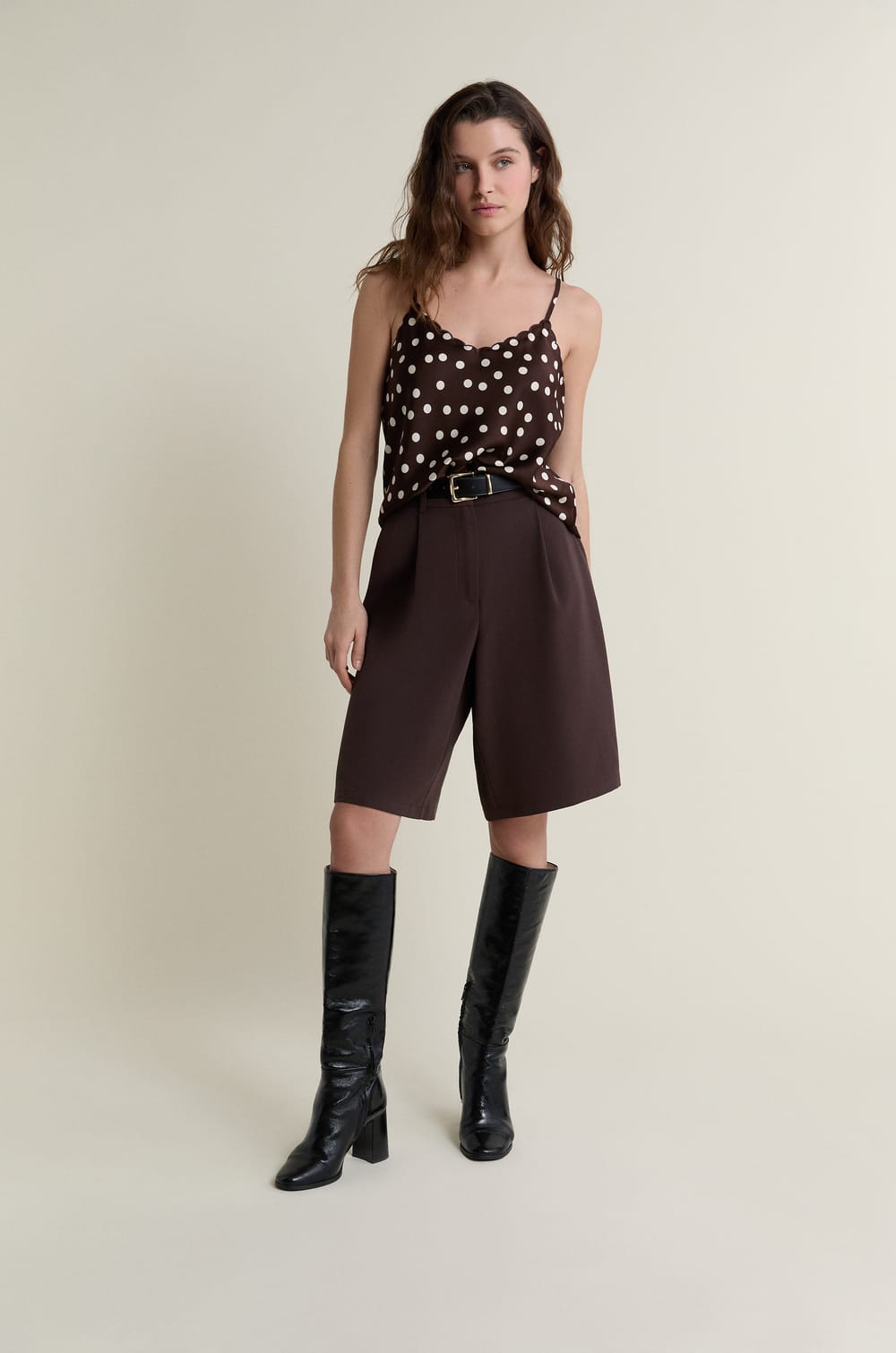 Caraco satin&eacute; &agrave; pois;${refinementColor}