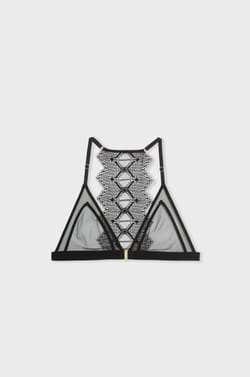 Wireless Triangle Bra in Tulle with Lace Back;${refinementColor}