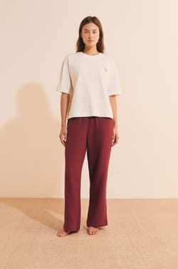 T-Shirt aus Baumwolle mit Blumen-Illustration;${refinementColor}