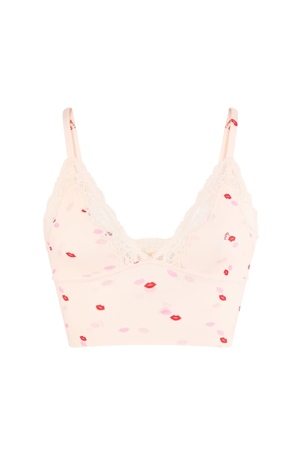 Triangel-BH mit Kuss-Motiven aus Mikrofaser mit Spitzendetails;${refinementColor}