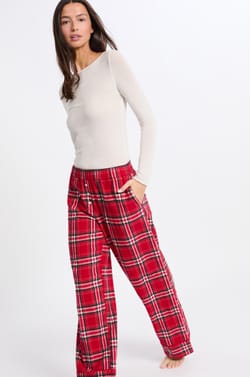 Pantalon de pyjama à carreaux en coton;${refinementColor}