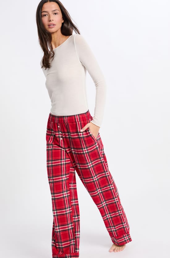 Pantalon de pyjama à carreaux en coton;${refinementColor}