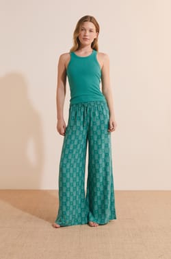 Pantalon de pyjama 7/8 &agrave; motifs;${refinementColor}