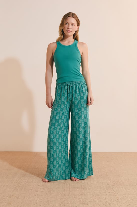 Pantalon de pyjama 7/8 &agrave; motifs;${refinementColor}