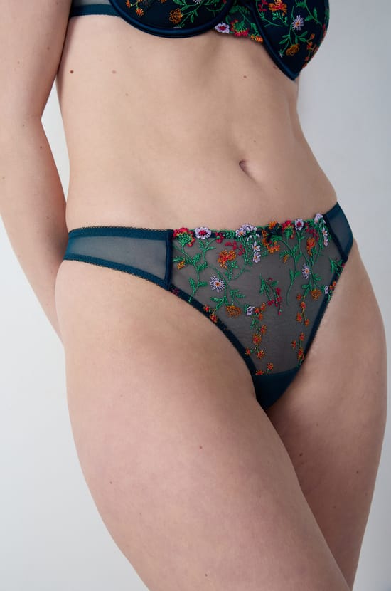 Embroidered Tulle Thong;${refinementColor}