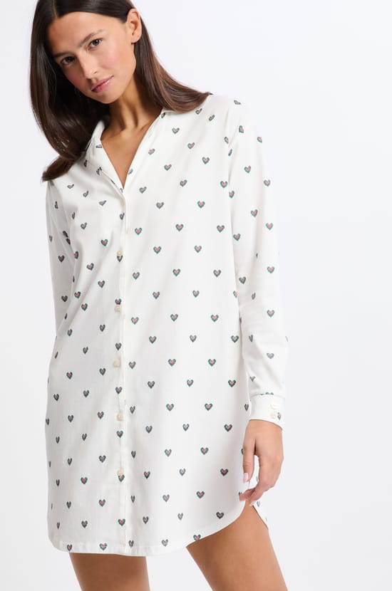 Chemise de nuit en coton à motifs;${refinementColor}