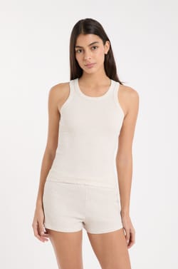 Round Neck Pyjama Tank Top with Cotton;${refinementColor}