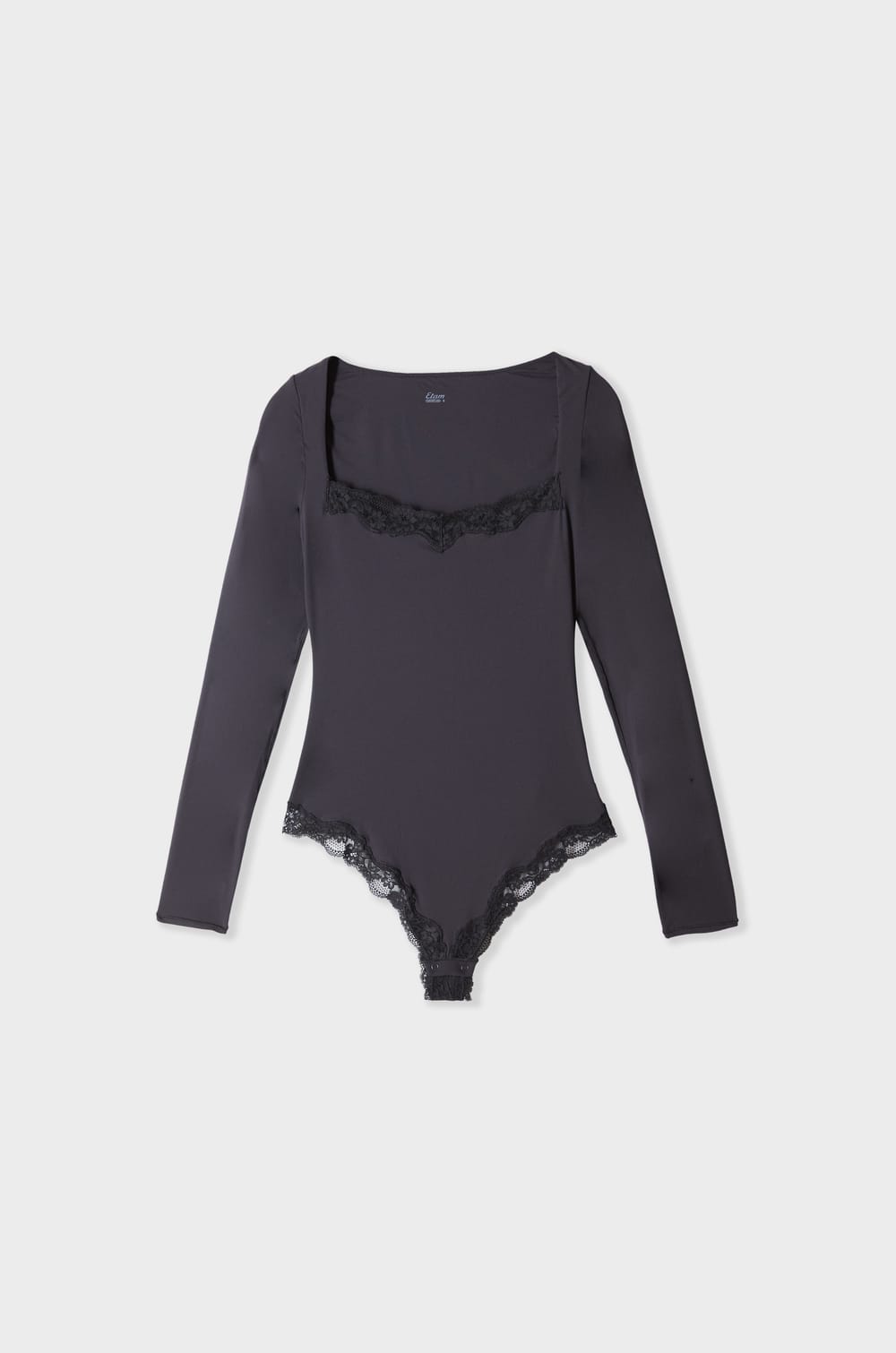 Body manches longues en microfibre et dentelle;${refinementColor}