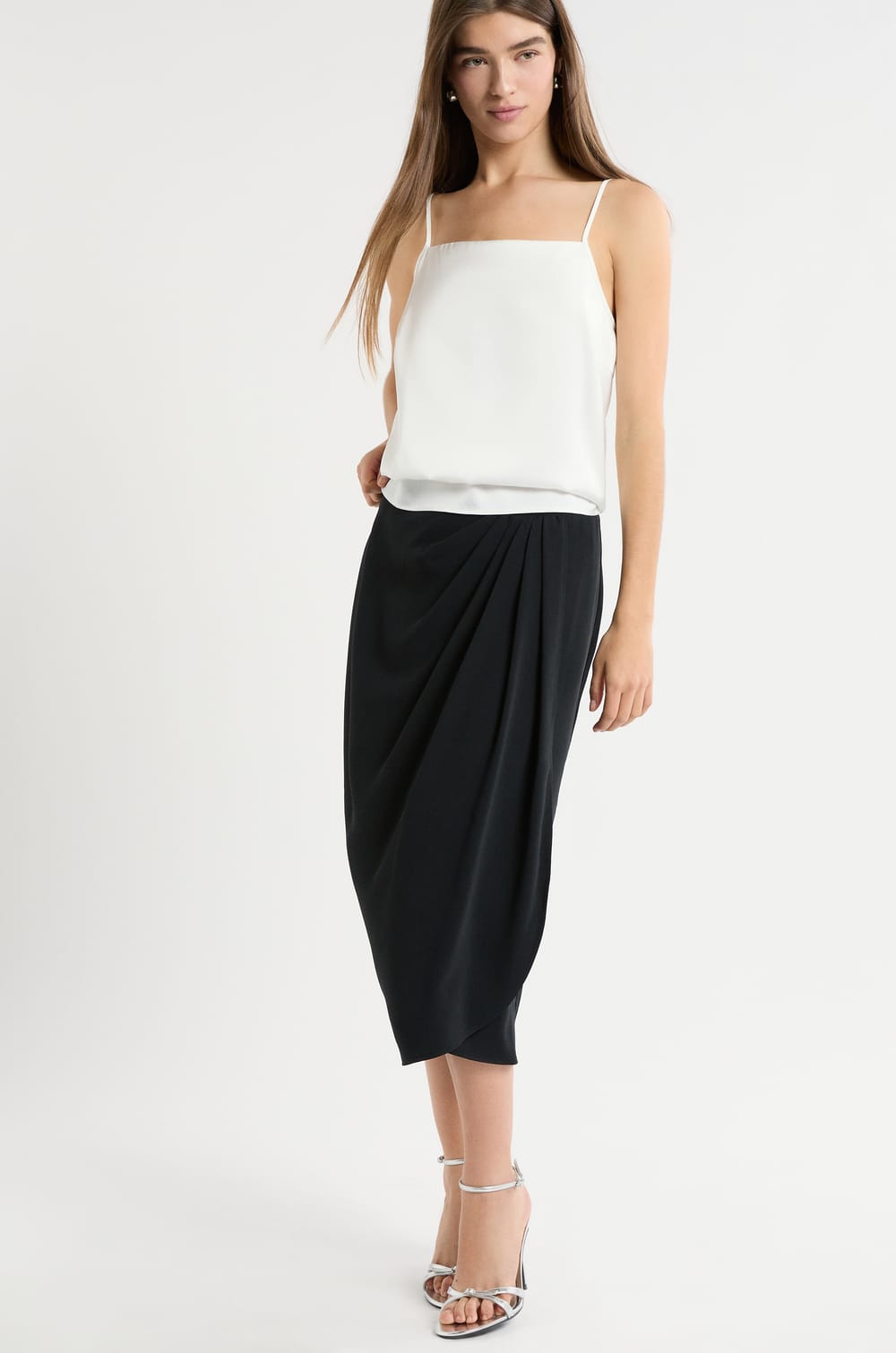 Long Skirt With Pleated Details;${refinementColor}