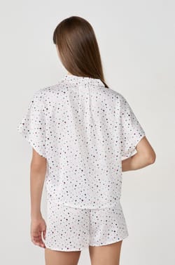 Chemise de pyjama en satin imprimé cœurs;${refinementColor}