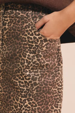 Jupe courte l&eacute;opard en coton;${refinementColor}