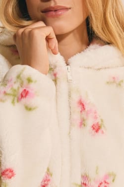 Veste avec capuche &agrave; motif floral;${refinementColor}