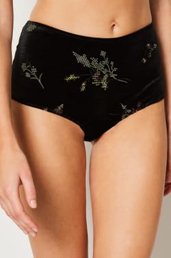 Embroidered Velvet Boyshorts;${refinementColor}