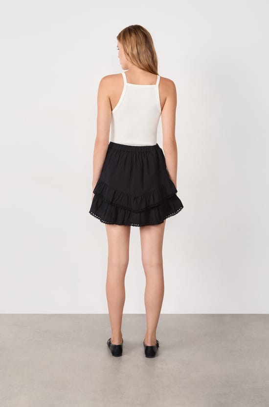 Cotton skirt with embroidery;${refinementColor}