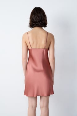 Silk Nightdress with Lace Neckline;${refinementColor}